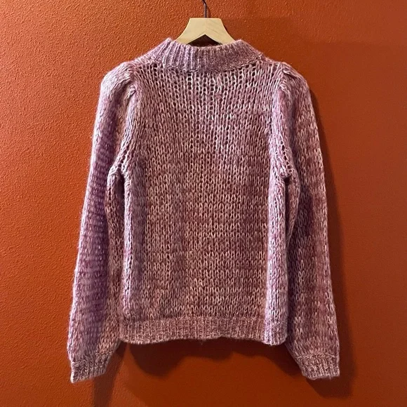 Maud Women’s Maja Knit Oversized Purple Open Weave Mohair Blend Italian Sweater - Picture 7 of 7
